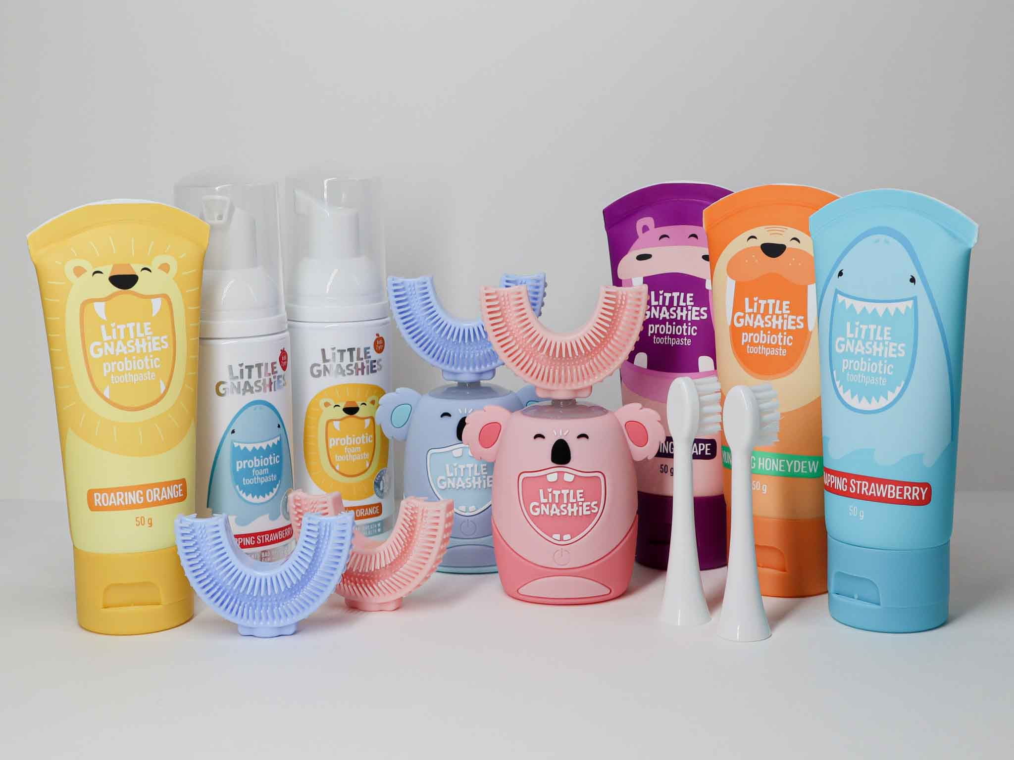 little gnashies collection kids toothbrush and kids toothpaste